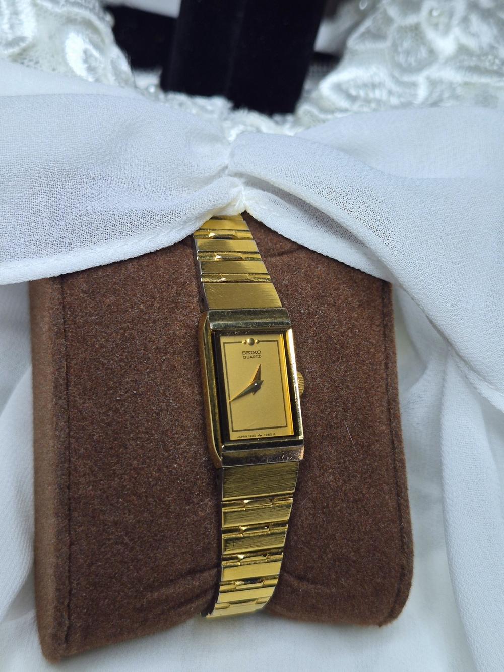 Seiko Women’s Gold-Tone Rectangular Bracelet Watch - Picture 2 of 10